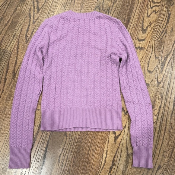 100% Cashmere Theory Super Soft Purple Cable Knit Sweater Petite P/TP - Picture 8 of 10
